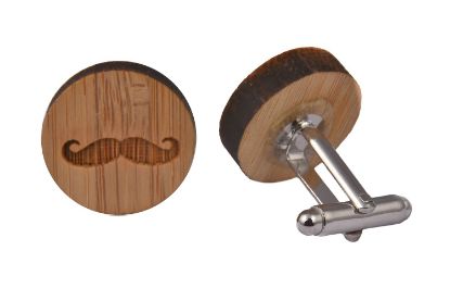 Picture of Wooden Handlebar Moustache Cufflinks