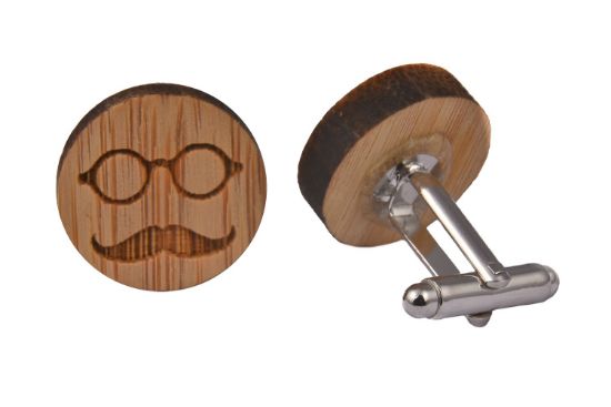 Picture of Wooden Glasses and Moustache Cufflinks